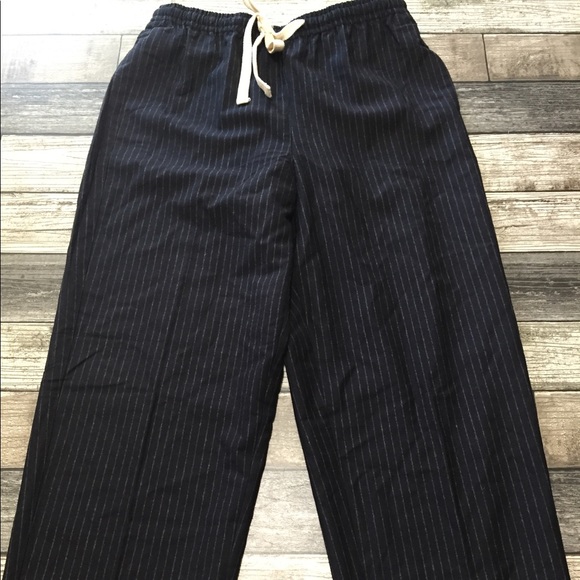 J crew tollegno 1900 wool stripe pants women’s 4 (Inseam 28) navy drawstring - Picture 5 of 13